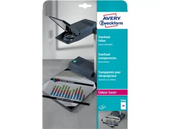 Overhead-Folien Avery Zweckform 3566 A4 0,13mm, Laser, Pack 20 Stk