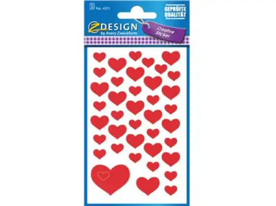 Schmuck-Etiketten Avery Zweckform 4371 Herzen rot verschieden Größen, Pack 10 x 111 Stk/3 Blatt