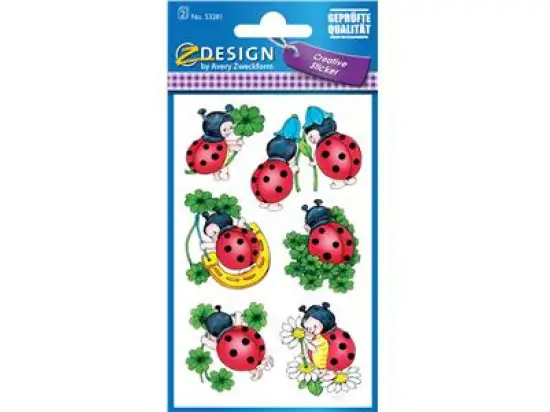 Schmuck-Etiketten Avery Zweckform 53281 Marienkäfer beglimmert, Pack 10 x 12 Stk/2 Blatt