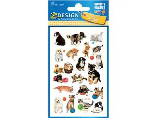 Schmuck-Etiketten Avery Zweckform 53487 Hunde + Katzen Papier, Pack 10 x 63 Stk/3 Blatt