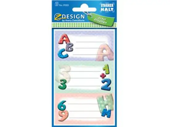 Buch-Etiketten Avery Zweckform 59203 bunt 76 x 120 mm Motiv ABC, Pack 10 x 6 Stk