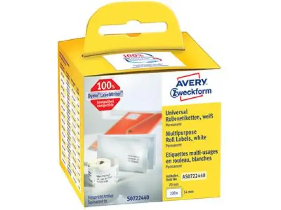 Disketten-Etiketten Avery Zweckform AS0722440 70 x 54 mm selbstklebend weiß, Rolle 320 Stk
