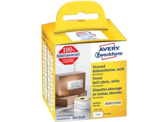 Versand-Etiketten Avery Zweckform ASS0722430 101 x 54 mm selbstklebend weiß, Rolle 110 Stk