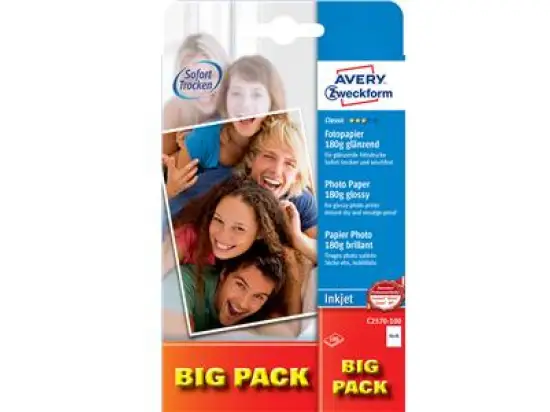 Fotopapier Avery Zweckform C2570-100 10x15cm 180g hochglänzend, Inkjet, Pack 100 Blatt