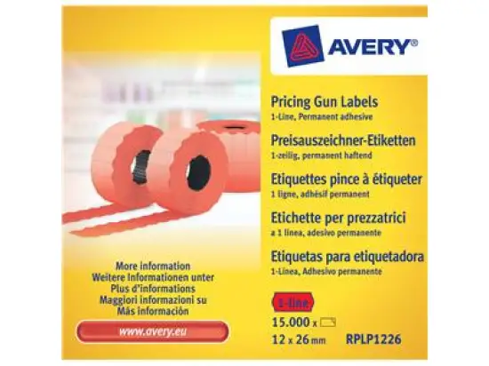 Auszeichnungsetiketten Avery Zweckform RPLP1226 12 x 26 mm rot selbstklebend 1-zeilig, Pack 15000 Stk