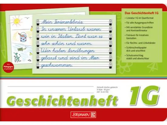 Geschichtenheft Brunnen 10-45990 1045990 A5-quer Lineatur 1G 16 Blatt, Pack 10 Stk