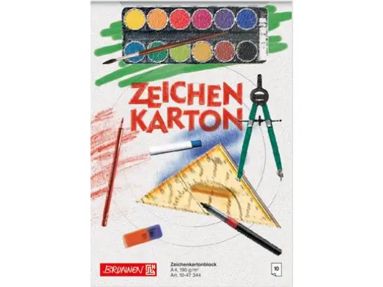 Zeichenkartonblock Brunnen 10-47344 1047344 A4 190g 10 Blatt, Pack 10 Stk