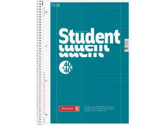 Collegeblock Brunnen 10-67974 1067974 Student A4 Duo kariert/liniert Lineatur 27+28 40 Blatt kartiert 40 Blatt liniert, Pack 5 Stk