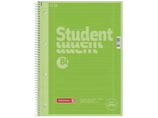Collegeblock Brunnen 10-67927152 1067927152 Student A4 liniert kiwi, Lineatur 27 80 Blatt, Pack 5 Stk