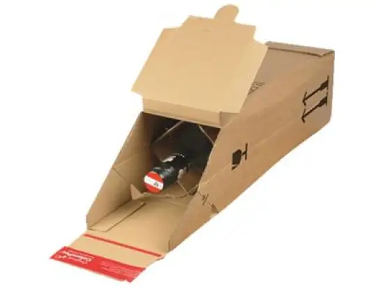 Flaschenversandkarton ColomPac CP 181.101 für 1 Flasche braun, Innenmaß:74x74x305mm