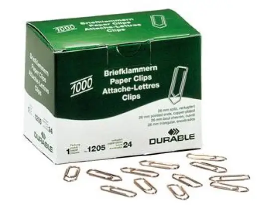 Briefklammern Durable 1205-24 120524 26mm verkupfert, Pack 1000 Stk