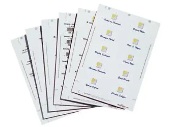 Einsteckschilder Durable 1428-02 142802 Badgemaker Recycled 54x90mm weiß A4 Bogen recycled, Pack 200 Stk