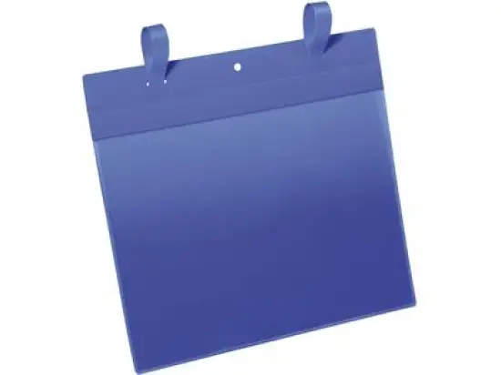 Kennzeichnungstasche Durable 1751-07 175107 A4 quer blau mit Laschen, Pack 50 Stk