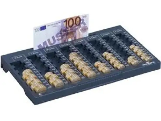 Zählbrett Durable 1780-58 178058 €UROBOARD L 33,5x324x190mm dunkelgrau mit 8 Schächten für Münzen