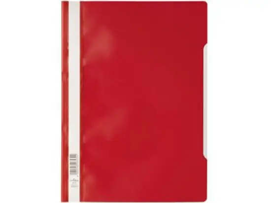 Schnellhefter Durable 2573-03 257303 PP A4 rot Standardhefter Deckblatt transparent, Pack 50 Stk
