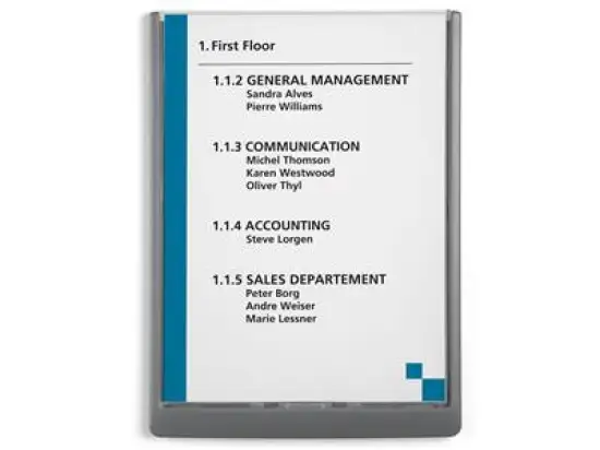 Türschild Durable 4867-37 486737 Click Sign A4 dunkelgrau transparente Front, 210x297mm