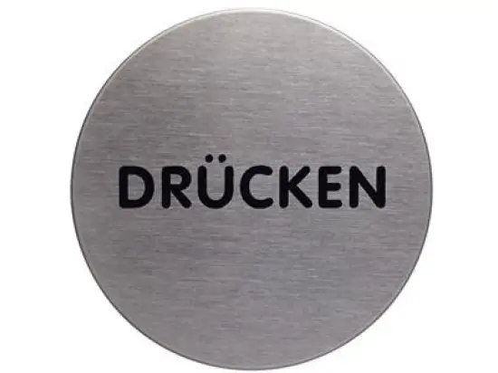 Piktogramm-Hinweisschild Durable 4900-61 490061 Picto Piktogramm "Drücken" Format 65mm silberfarben aus Aluminium