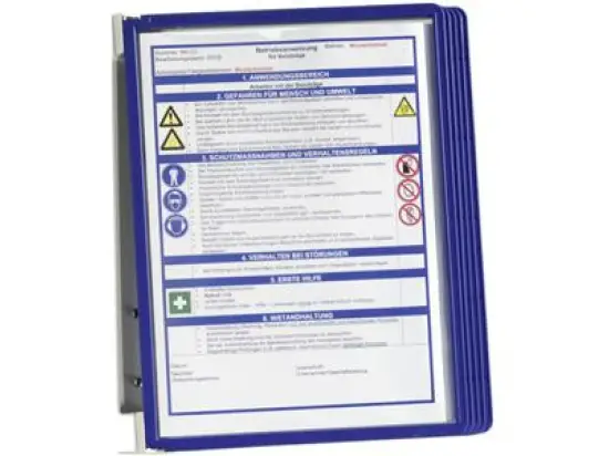 Sichttafel-Wandhalter Durable 5551-07 555107 Vario Wall 5 mit 5 Sichttafeln blau "Betriebsanweisungen"