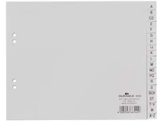Ordnerregister Durable 6500-10 650010 A4 A-Z grau 20-teilig teildeckend geprägt