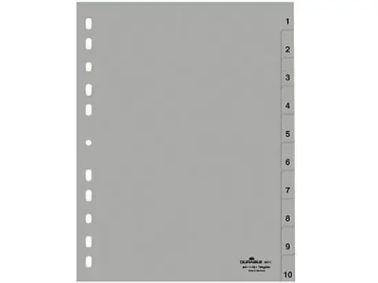 Ordnerregister Durable 6511-10 651110 für A4 1-10 grau 10-teilig geprägte Taben