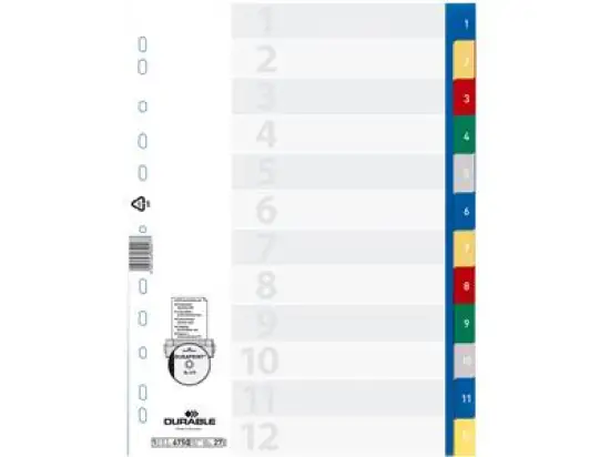 Zahlen-Register Durable 6750-27 675027 1-12 geprägt Taben farbig A4 hoch volldeckend