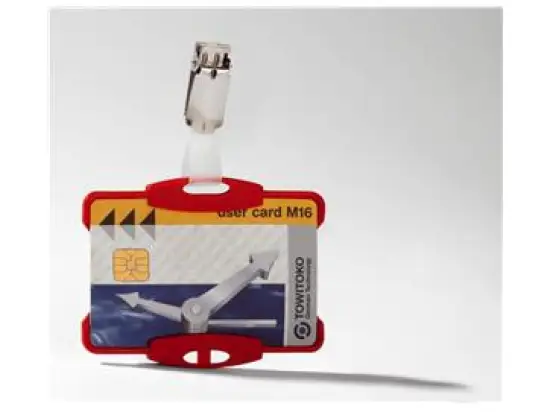 Namensschild Durable 8118-03 811803 54x85mm rot mit Clip für Betriebsausweise, Pack 25 Stk