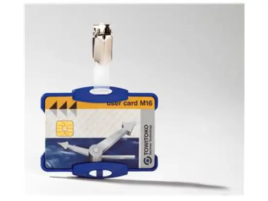 Namensschild Durable 8118-06 811806 54x85mm blau mit Clip für Betriebsausweise, Pack 25 Stk