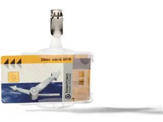 Namensschild Durable 8218-19 821819 Duo 54x85mm transparent Doppelbox mit Clip, Pack 25 Stk