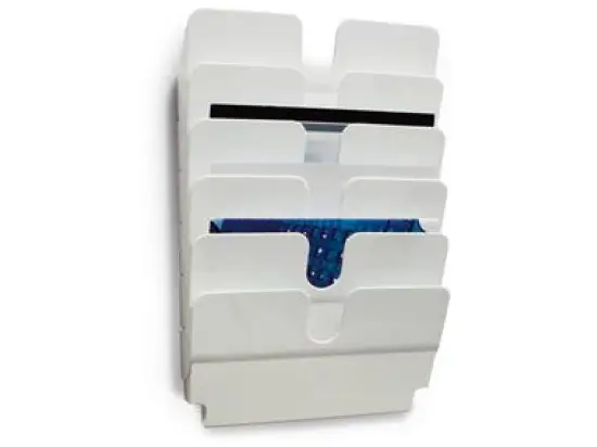 Wand-Prospekthalter Durable 1700014011 Flexiplus 6 A4 quer weiß 6-teilig Wandmontage