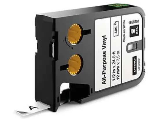 Schriftband-Kassette Dymo 1868751 XTL schwarz auf weiß 12mm/7m für XTL-300/XTL-500 Vinylband