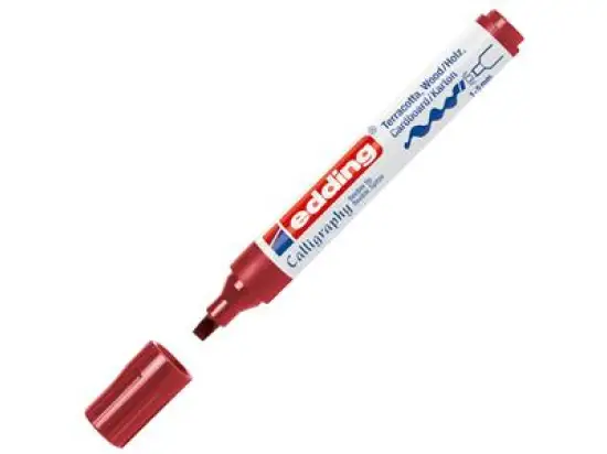 Fasermaler Edding 1455 4-1455046 1-5mm, Calligraphy-Spitze, auswaschbar, karmesin, Pack 10 Stk