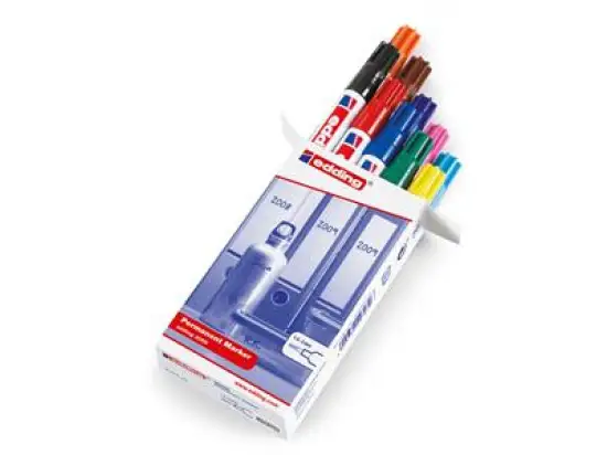 Permanentmarker Edding 3000 4-3000999 1,5-3mm, Rundspitze, 10er-Set, schwarz, rot, blau, grün, gelb, orange, braun, violett, rosa, hellblau