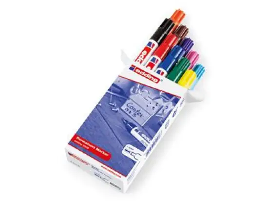 Permanentmarker Edding 3300 4-3300999 1-5mm, Keilspitze, 10er-Set, schwarz, rot, blau, grün, gelb, orange, braun, violett, rosa, hellblau