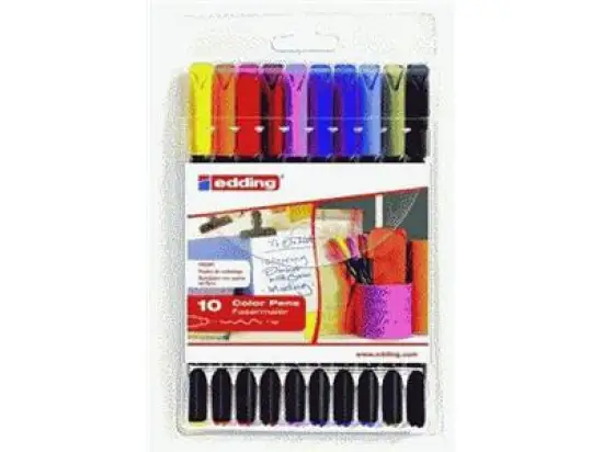 Fasermaler Edding 1200 4-1200-10-099 0,5-1mm, Rundspitze, auswaschbar, 10er-Etui, schwarz, rot, blau, grün, gelb, orange, braun, violett, rosa, hellblau