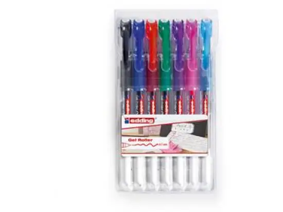 Gelroller Edding 2185 crystaljelly 4-2185-7099 7er Set, Schreibfarben: je 1x schwarz, rot, blau, grün, violett, rosa, hellblau