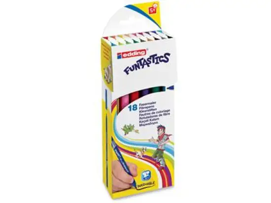 Fasermaler Edding 15 Funtastics 4-15-18-1 1mm, Rundspitze, auswaschbar, farbig sortiert, 18 Farben, Pack 10 Stk