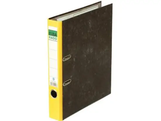 Ordner Elba 100022595 10404FGB Rado A4, 50mm, Pappe/Wolkenmarmor, gelber Rücken