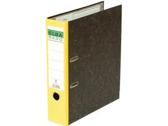 Ordner Elba 100022600 10407FGB Rado A4, 80mm, Pappe/Wolkenmarmor, gelber Rücken
