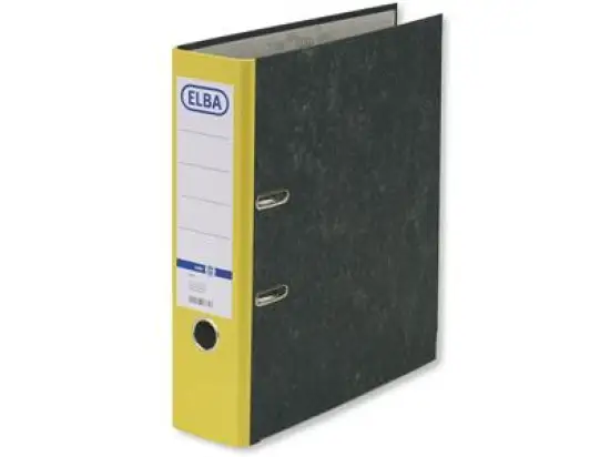 Ordner Elba 100023247 10428GB smart Original A4, 80mm, Pappe/Wolkenmarmor, gelber Rücken, Pack 10 Stk