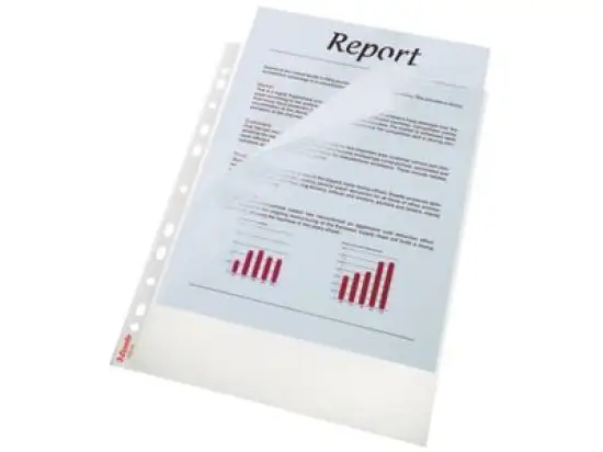 Prospekthüllen Esselte 55213 A4 90my PP genarbt oben / Lochrand offen, Pack 100 Stk