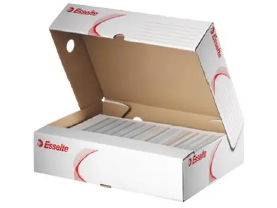 Archivschachtel Esselte 128004 A4 8cm weiß/rot 255x80x329 mm, Pack 25 Stk