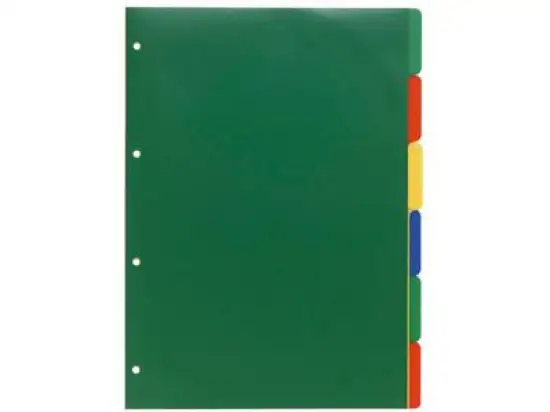 Register Exacompta 3006E A4 PP 6-teilig, farbige Tabs 120my starker Kunststoff, Pack 100 Stk