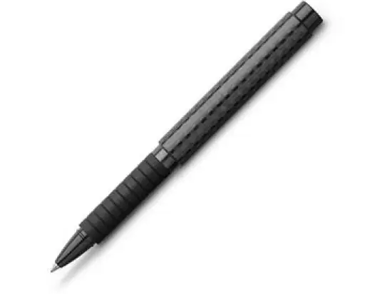 Tintenroller Faber-Castell 148868 Basic Black Carbon 0,5mm, Metallspitze, Wechselmine, mit Kappe, schwarz
