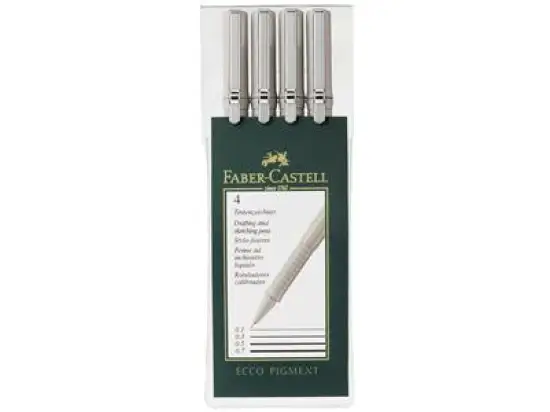 Tintenroller Faber-Castell 166004 Ecco Pigment schwarz 4er-Etui 0,1/0,3/0,5/0,7mm