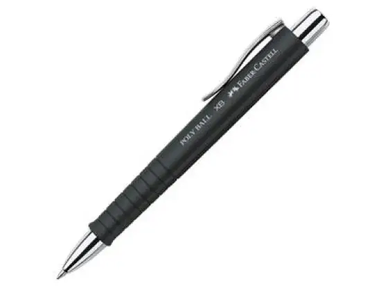 Kugelschreiber Faber-Castell 241153 Poly Ball XB 0,6mm (XB), Wechselmine, Druckmechanik, Dreikant, schwarz, dokumentenecht, Schreibfarbe blau