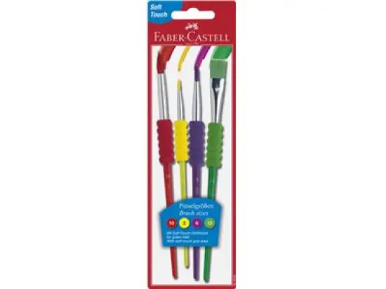 Pinsel Faber-Castell 481600 4er Set mit Softgriffstück, Pack 10 Stk