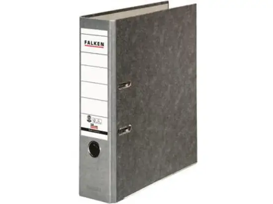 Ordner Falken 10311975 S80 Recycling A4, 80mm, Pappe/Wolkenmarmor, grauer Rücken