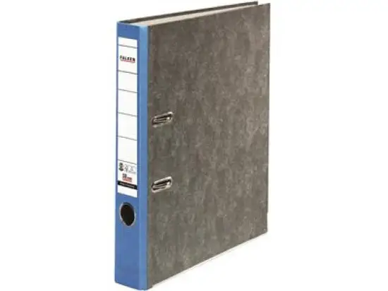 Ordner Falken 80023393 S50 Recycling A4, 50mm, Pappe/Wolkenmarmor, blauer Rücken