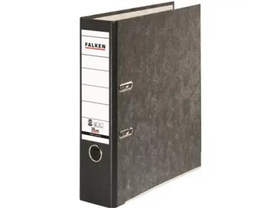 Ordner Falken 80024136 S80 Recycling A4, 80mm, Pappe/Wolkenmarmor, schwarzer Rücken