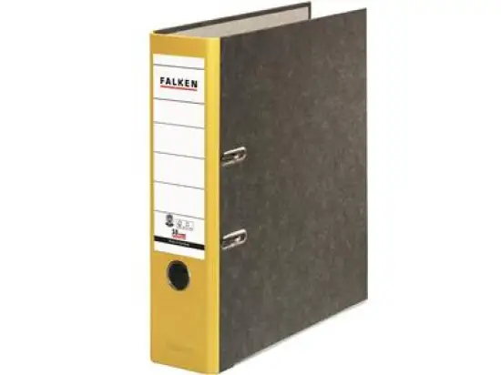 Ordner Falken 80024813 S80 Recycling A4, 80mm, Pappe/Wolkenmarmor, gelber Rücken